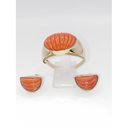Złoty komplet biżuteri z koralem KOD PRODUKTU: KOM 600