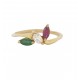 Złoty pierścionek z trzema kamieniami brylant, szmaragd, rubin KOD PRODUKTU P 610