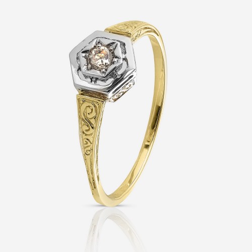 Złoty pierścionek zaręczynowy z brylantem KOD PRODUKTU: PZ 041
